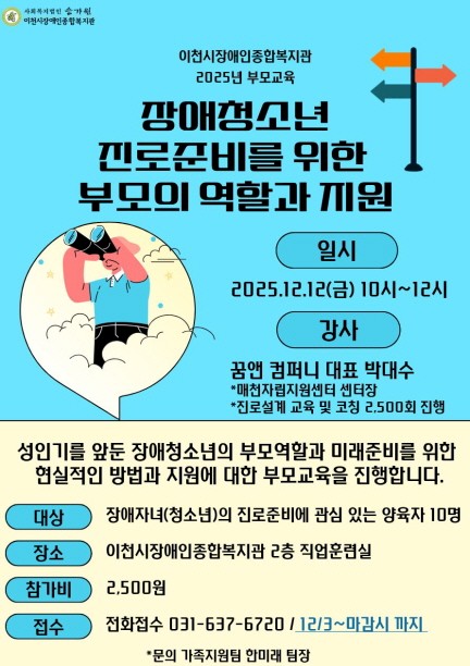 장애자녀(청소년)의 진로준비를 위한 부모역할과 미래준비를 위한 부모교육 장애자녀(청소년)의 진로준비를 위한 부모역할과 미래준비를 위한 부모교육